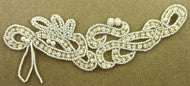 Load image into Gallery viewer, Designer Motif with White Beads and of Cream Sequins 8&quot; x 2.5&quot;