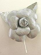 Flower with Raised Silver Satin Sequins and Silver Metallic 5" x 5"
