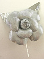 Flower with Raised Silver Satin Sequins and Silver Metallic 5" x 5"