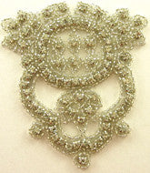 Designer Motif with Silver Beads and Rhinestones