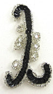Motif Rhinestones Black Sequins 3" x 1"