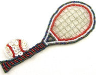 Tennis Racquet with Ball All Beads 2" X 5.5"