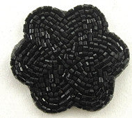 Flor con abalorios negros de 5 cm