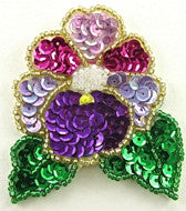 Flower with Multi Colored Sequins and Beads 2.5" x 2.25"