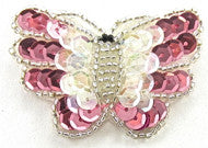 Butterfly Pink and Iridescent Sequins 2" x 2"