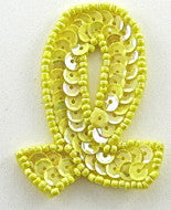 Awareness Ribbon with Yellow Sequins 2" x 1.5"