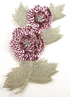 Flower with Pink and Silver Beads/Sequins 7"