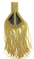 Epaulet Black Sequins Gold Beads 10" x 3.5"