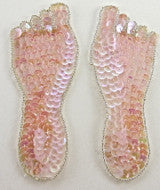 Feet Pair With Light Pink Sequins 5" x 2"