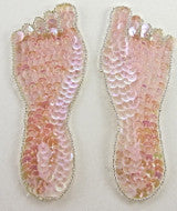 Load image into Gallery viewer, Feet Pair With Light Pink Sequins 5&quot; x 2&quot;