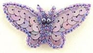Butterfly Lavender with Sequins and Beads 1" x 2"