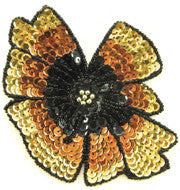 Flower with Gold, Bronze, Black 5.5" x 4.25"