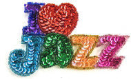 "I Love Jazz" with Multi-Colored Sequins and Beads 2.75" x 4.5"