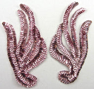 Leaf Pair with Powder Pink Sequins* 6" x 3"