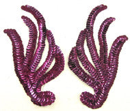 Leaf Pair with Dark Mauve Sequins* 6" x 3"