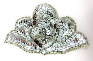 Designer Motif with Shell Shape Silver Sequins and Anchor Beads 4.5" x 2.25"