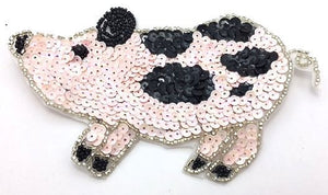 Pig w/ Pink and Black Sequins, in 2 variants, 6"x 3.5", 4.5" x 3"