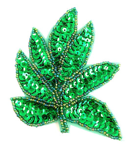Leaf Green Sequins and Moonlite Beads 3.5" X 3.25"