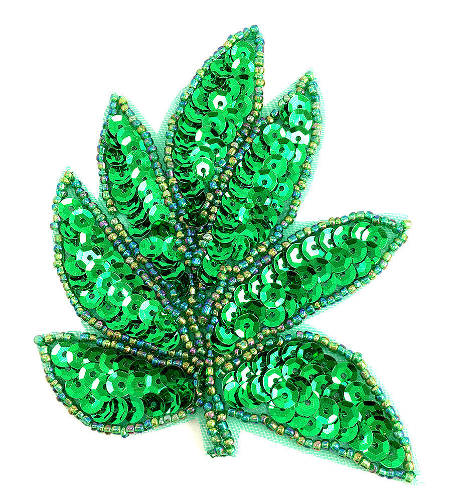Leaf Green Sequins and Moonlite Beads 3.5