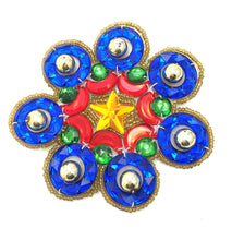 Load image into Gallery viewer, 10 PACK Designer Motif Flower with Multi-Color Acrylic and Gold Beads 3.5&quot; - Sequinappliques.com