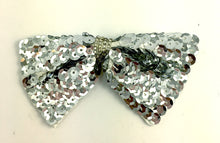 Load image into Gallery viewer, Bowtie Silver Sequin 2.5&quot; x 4.25&quot;