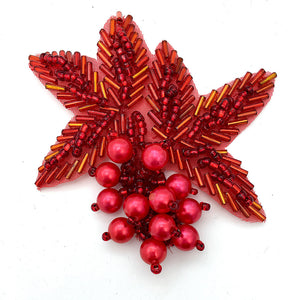 Flower with Red Beads 3.5" x 3"