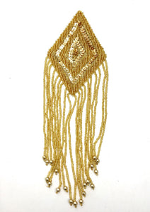 Epaulet with Gold Sequins and Beads Diamond Shaped 9" x 4"