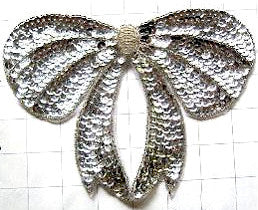 Bow Silver Sequins and Beads 6