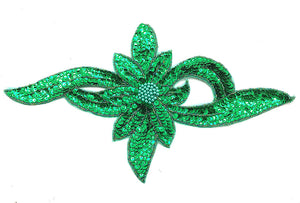 Flower Green Sequins and Beads 12.5" x 7.5"