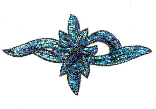 Flower with Bright Moonlight Sequins and Beads 7.5" x 12.5"