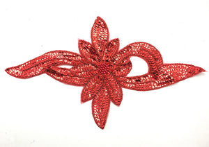 Flower with Red Sequins and Beads 7.5" x 12.5"