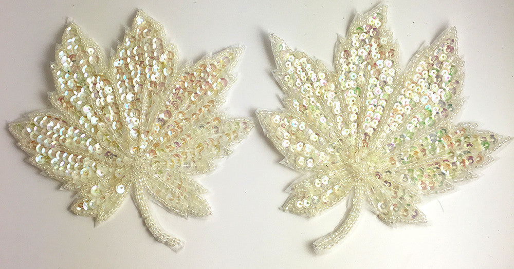 Leaf Pair with Iridescent Sequins and Beads 5