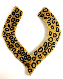 Designer Motif Neckline with Leopard Gold and Black Beads 11.5" x 11.5"