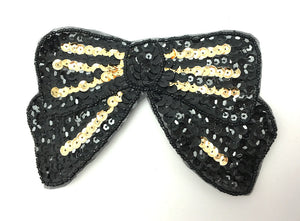 Bow Black with Gold Sequins 3.25" x 6.25"