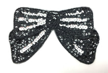 Load image into Gallery viewer, Bow Black with SIlver Sequin 3.25&quot; x 6.25&quot;