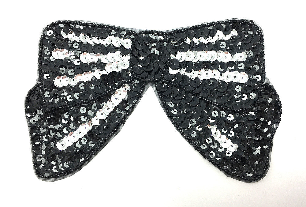 Bow Black with SIlver Sequin 3.25