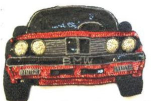 Auto Patch Sport Car Red Black Sequins and Beads 8.75" X 6"