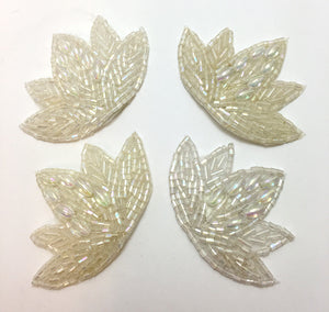 Leaf Set of Four with Iridescent Beads 1.75" x 2.5" each leaf