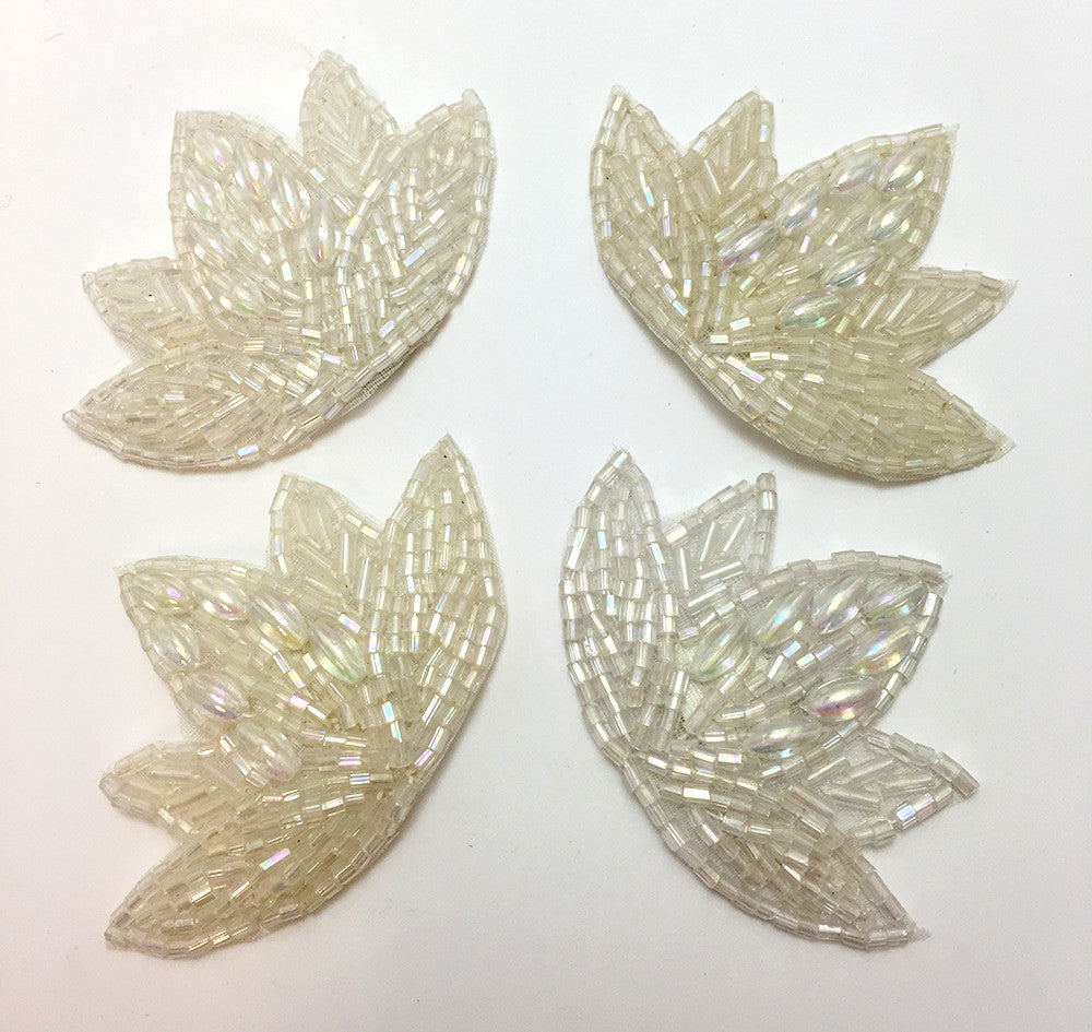 Leaf Set of Four with Iridescent Beads 1.75