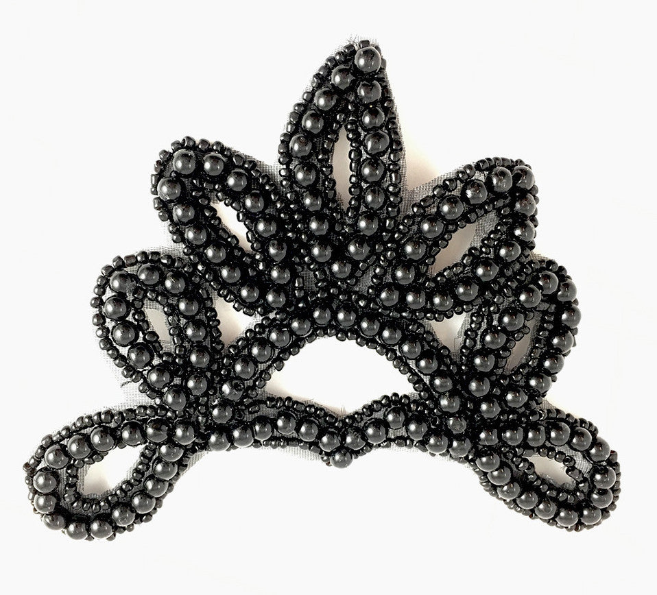 Crown Black Beaded 3.5" x 4.5"