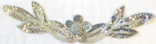 Flower Neckline with Silver Sequins and Beads 17" x 4"