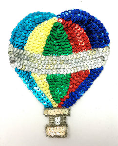 Hot Air Balloon with Multi-Colored Sequins and Beads 3" x 4.5"