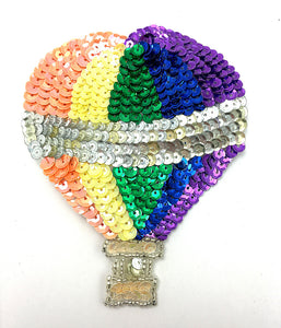 Hot Air Balloon with Multi-Color Sequins and Beads 4.5" x 3.75"