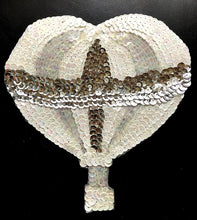 Load image into Gallery viewer, Hot Air Balloon with White, Iridescent and Silver Sequins and Beads 6.75&quot; x 6&quot;