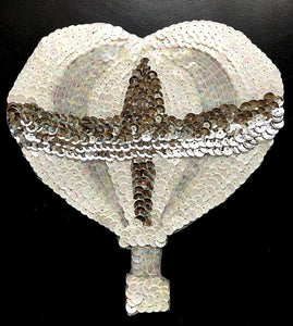 Hot Air Balloon with White, Iridescent and Silver Sequins and Beads 6.75" x 6"