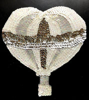 Hot Air Balloon with White, Iridescent and Silver Sequins and Beads 6.75