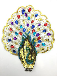 Peacock with multi-Color Sequins and Beads 12" x 10"