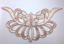 Load image into Gallery viewer, Designer Motif Flower Collar Neckline with Light Pink Sequins and Beads 16&quot; x 8&quot;