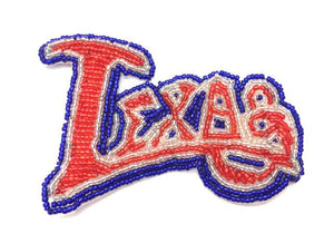 Texas Word with Red and Blue Beads 3" x 4.5"