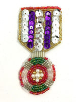 Badge Medal with Multi-Colored Sequins and Beads 3.5